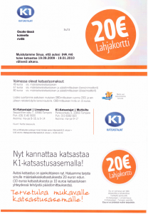 K1_kirje K1 katsastajien myyntikirje. Strategiset tiedot peitetty.