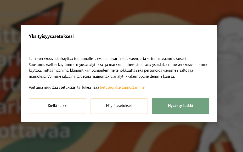 Tuplaamo, evästebanneri Tuplaamo, evästebanneri